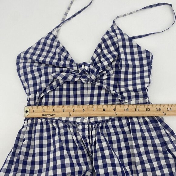 Zara Size Small Blue White Gingham Check Cut Out Midi Dress - Picture 11 of 12